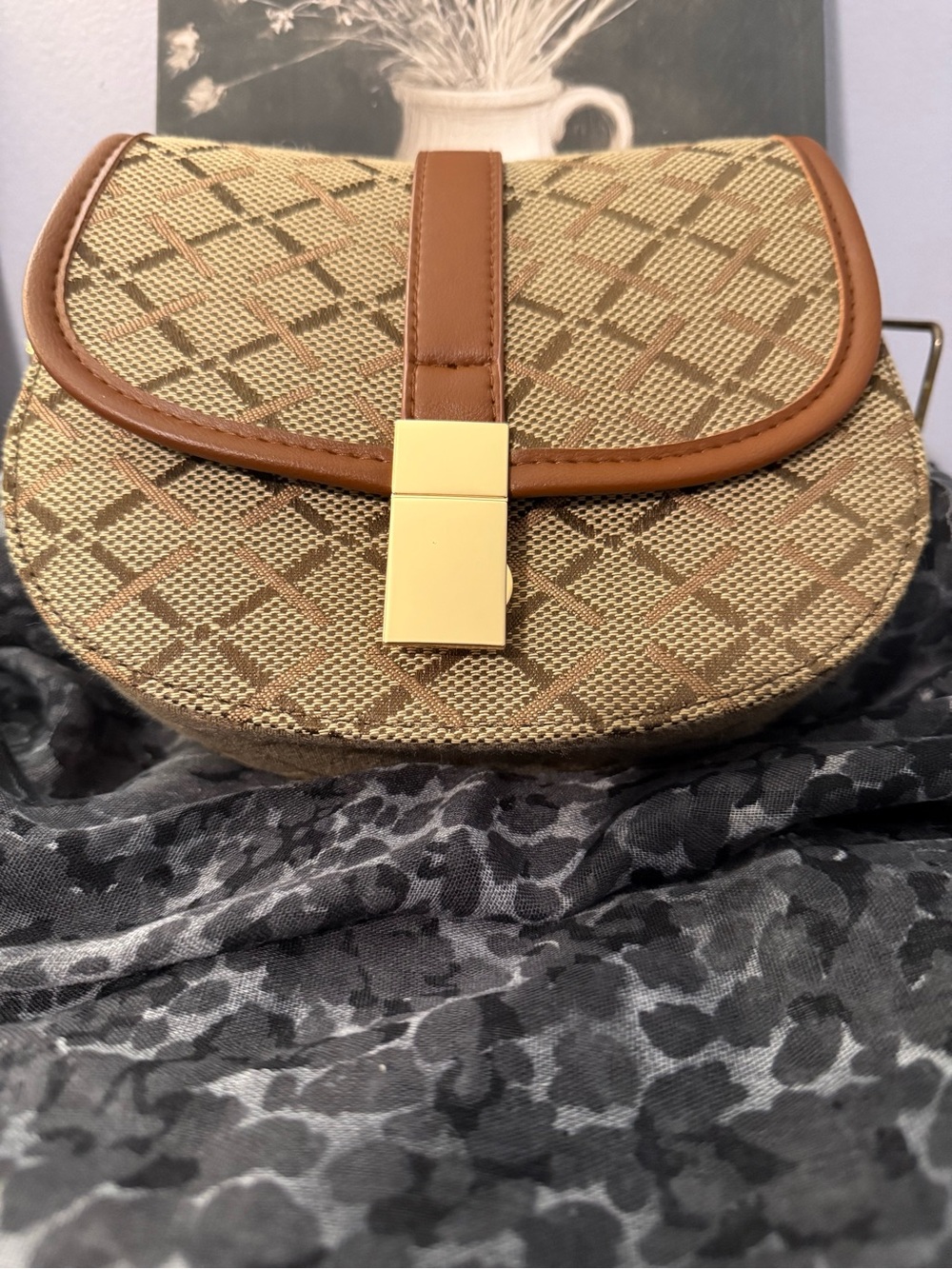 a new day Tan Woven Crossbody with Gold-Tone Clasp